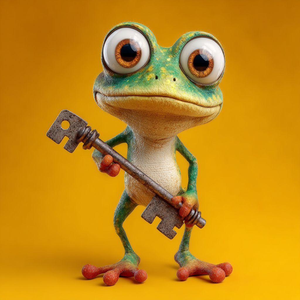 Log in to 4999BET and unlock your chance to win big Cute frog mascot holding a big key, symbolizing secure login and exclusive access to 4999BET online casino